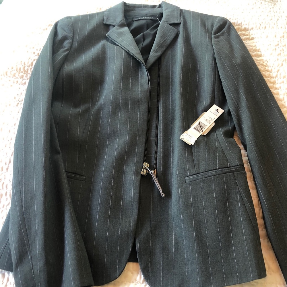 Elie Tahari Grey Pinstripe Jacket Size 4